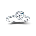 Halo Side Stone Diamond Engagement Ring 1.20ct G/SI 18k White Gold - All Diamond