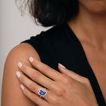 Halo Tanzanite 4.86ct and Diamond 0.53ct Ring in Platinum - All Diamond