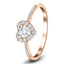 Anillo de compromiso con diamante en forma de corazón y piedra lateral, 0,35 ct, G/SI, oro rosa de 18 k