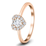 Heart Halo Diamond Engagement Ring with 0.30ct in 18k Rose Gold - All Diamond