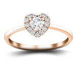 Heart Halo Diamond Engagement Ring with 0.30ct in 18k Rose Gold - All Diamond