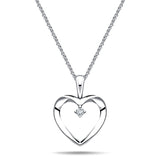 Heart Pendant 0.02ct Diamond 18K White Gold - All Diamond