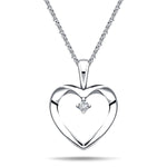 Heart Pendant Necklace 0.02ct Diamond 9K White Gold - All Diamond