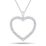 Heart Shape 0.50ct Diamond Pendant in 18K White Gold - All Diamond