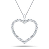 Heart Shape 0.50ct Diamond Pendant in 18K White Gold - All Diamond
