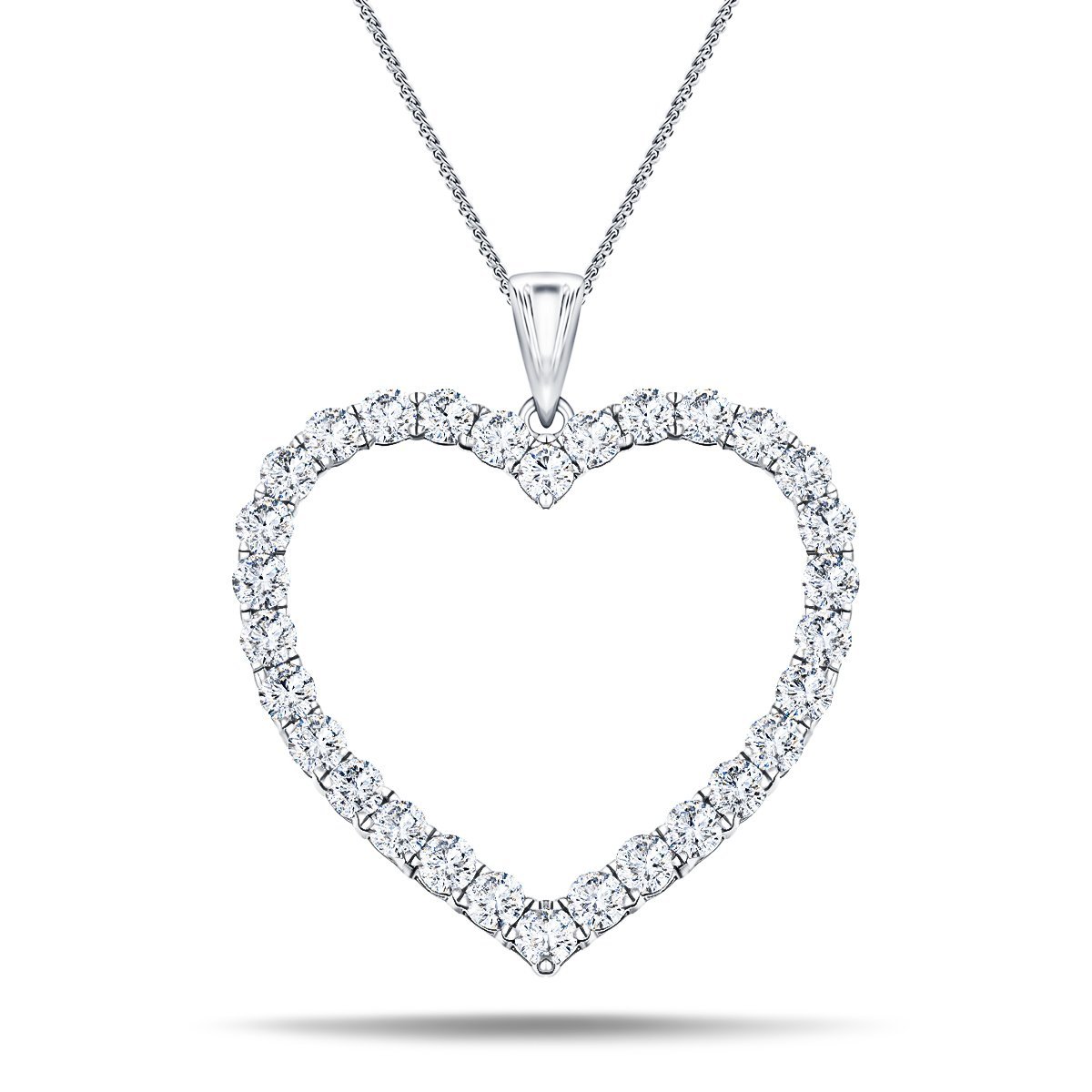 Heart Shape 1.20ct Diamond Pendant in 18K White Gold - All Diamond