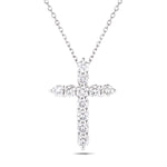 Modern Diamond Cross Pendant Necklace 0.25ct in 18k White Gold - All Diamond