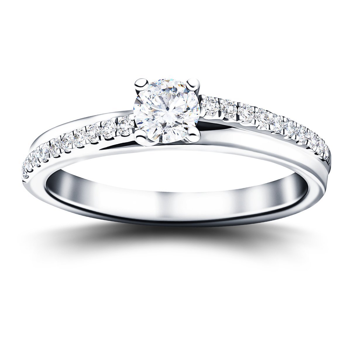 Modern Diamond Shoulder Set Engagement Ring 0.30ct G/SI 18k White Gold - All Diamond