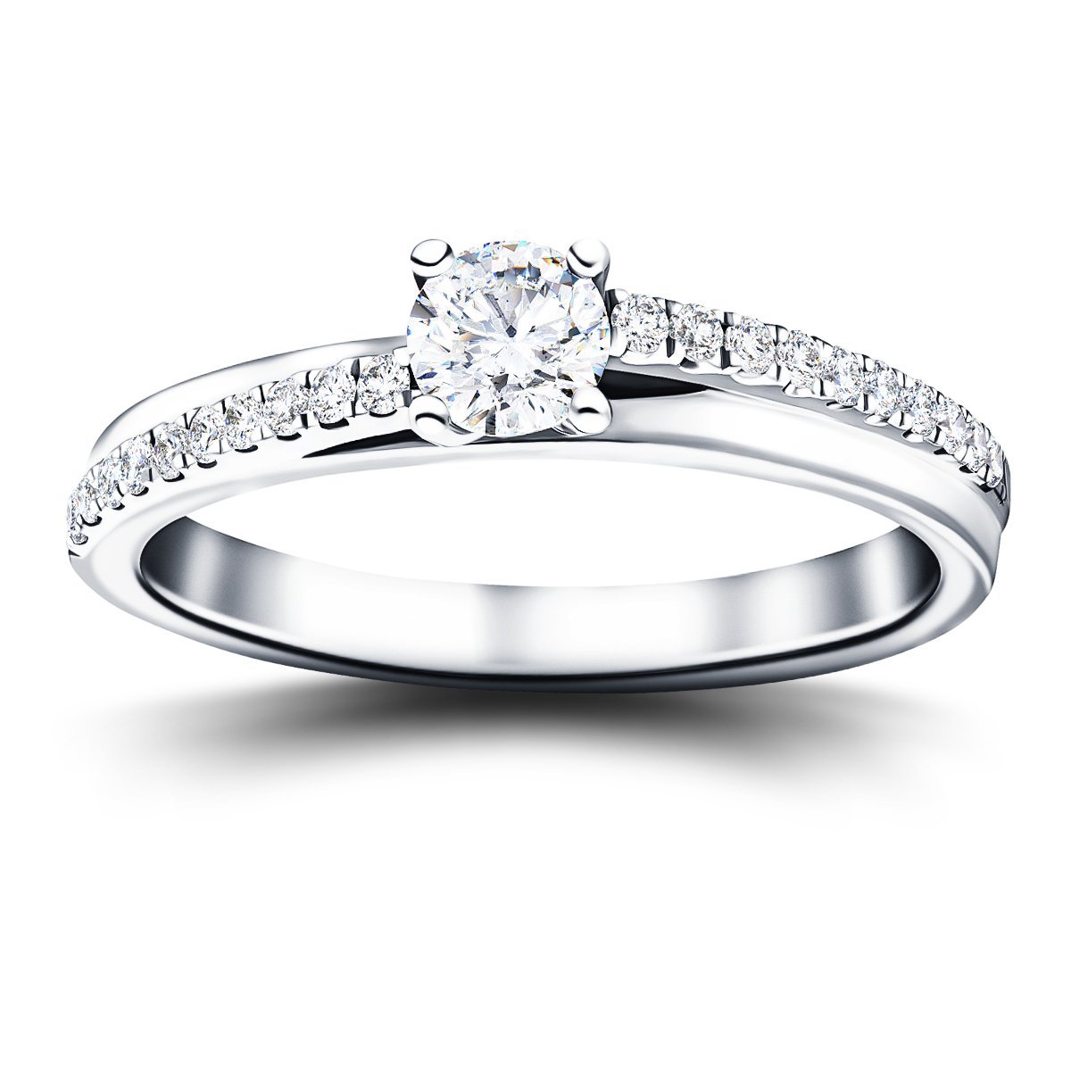 Modern Diamond Shoulder Set Engagement Ring 0.60ct G/SI 18k White Gold - All Diamond