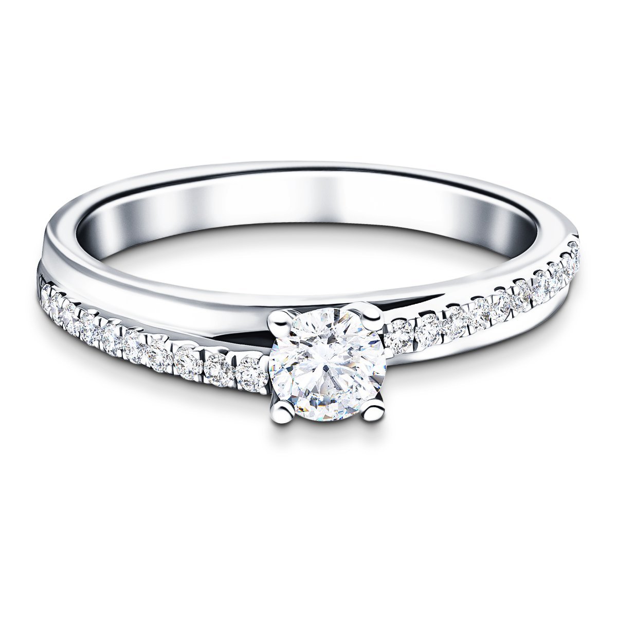 Modern Diamond Shoulder Set Engagement Ring 0.60ct G/SI 18k White Gold - All Diamond