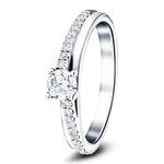 Modern Diamond Shoulder Set Engagement Ring 0.60ct G/SI 18k White Gold - All Diamond