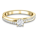 Modern Diamond Shoulder Set Engagement Ring 0.60ct G/SI 18k Yellow Gold - All Diamond