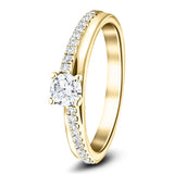 Modern Diamond Shoulder Set Engagement Ring 0.60ct G/SI 18k Yellow Gold - All Diamond