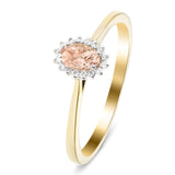 Morganite 0.25ct and Diamond 0.05ct Ring In 9k Yellow Gold - All Diamond