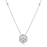 Moveable Diamond Cluster Necklace Pendant 0.70ct 18k Gold 13.0mm - All Diamond