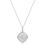 Moveable Diamond Cluster Necklace Pendant 1.00ct 18k Gold 16.0mm - All Diamond