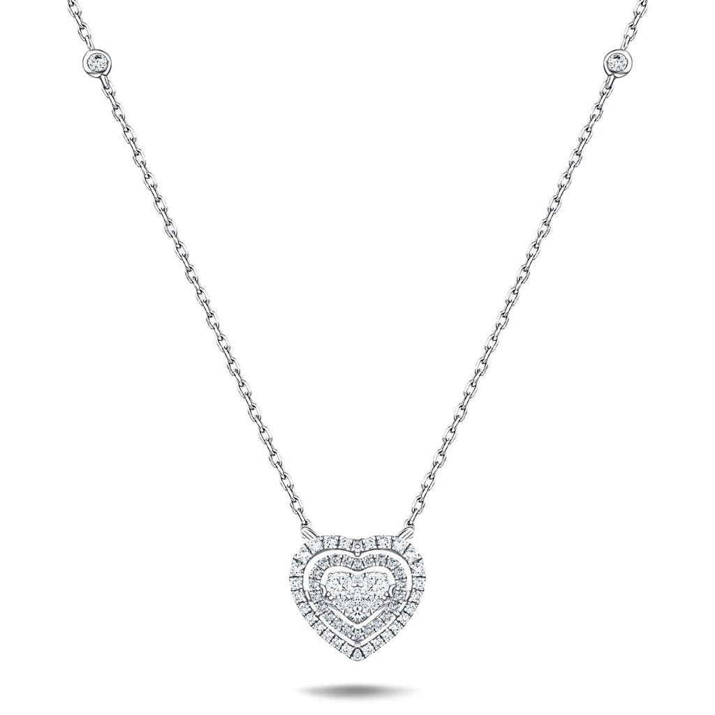 Moveable Diamond Cluster Pendant Necklace 0.80ct 18k Gold 13x14 - All Diamond