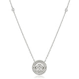 Moveable Diamond Cluster Pendant Necklace 0.90ct 18k Gold 13.0mm - All Diamond