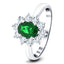 Oval 0.45ct Emerald 0.30ct Diamond Cluster Ring 18k White Gold