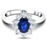 Oval 1.00ct Blue Sapphire 0.60ct Diamond Cluster Ring in Platinum - All Diamond