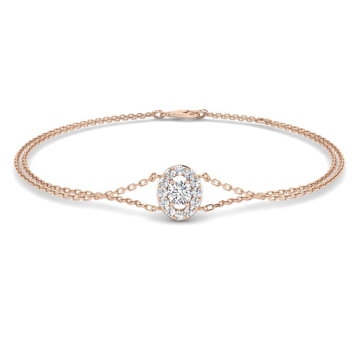 Oval Halo Diamond Bracelet 0.30ct G/SI Quality in 18k Rose Gold - All Diamond
