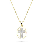 Pave Diamond Cross Pendant Necklace 0.04ct G/SI in 9k Yellow Gold - All Diamond