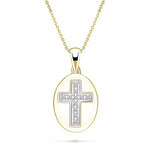 Pave Diamond Cross Pendant Necklace 0.04ct G/SI in 9k Yellow Gold - All Diamond