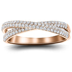 Pave Diamond Half Eternity Crossover Ring 0.50ct G/SI 18k Rose Gold - All Diamond