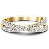 Pave Diamond Half Eternity Crossover Ring 0.50ct G/SI 18k Yellow Gold - All Diamond