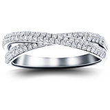 Pave Diamond Half Eternity Crossover Ring 1.00ct G/SI 18k White Gold - All Diamond