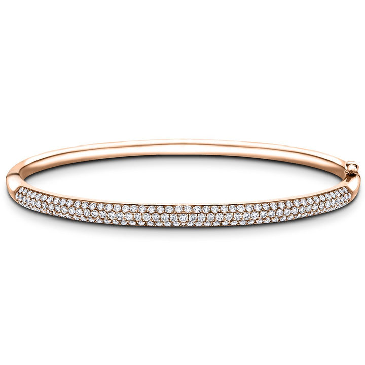 Pave Set Round Diamond Bangle 1.50ct G/SI Diamond in 18k Rose Gold