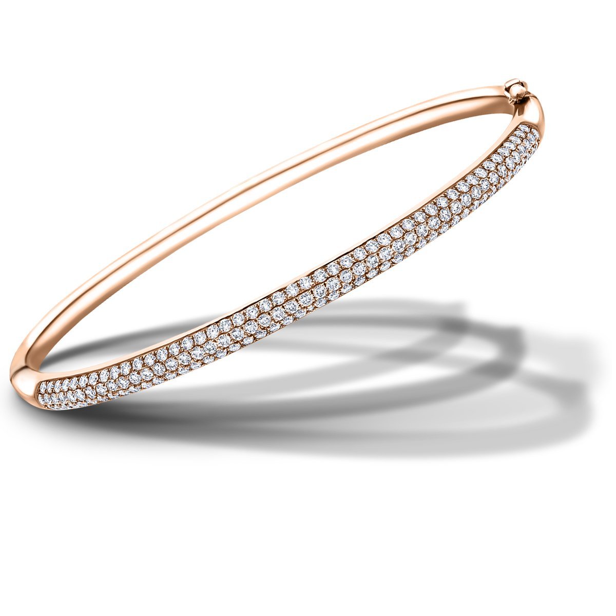 Pave Set Round Diamond Bangle 1.50ct G/SI Diamond in 18k Rose Gold - All Diamond