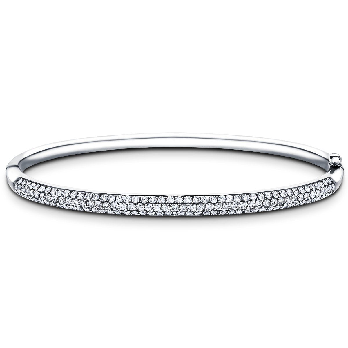 Pave Set Round Diamond Bangle 3.50ct G/SI Diamond in 18k White Gold - All Diamond