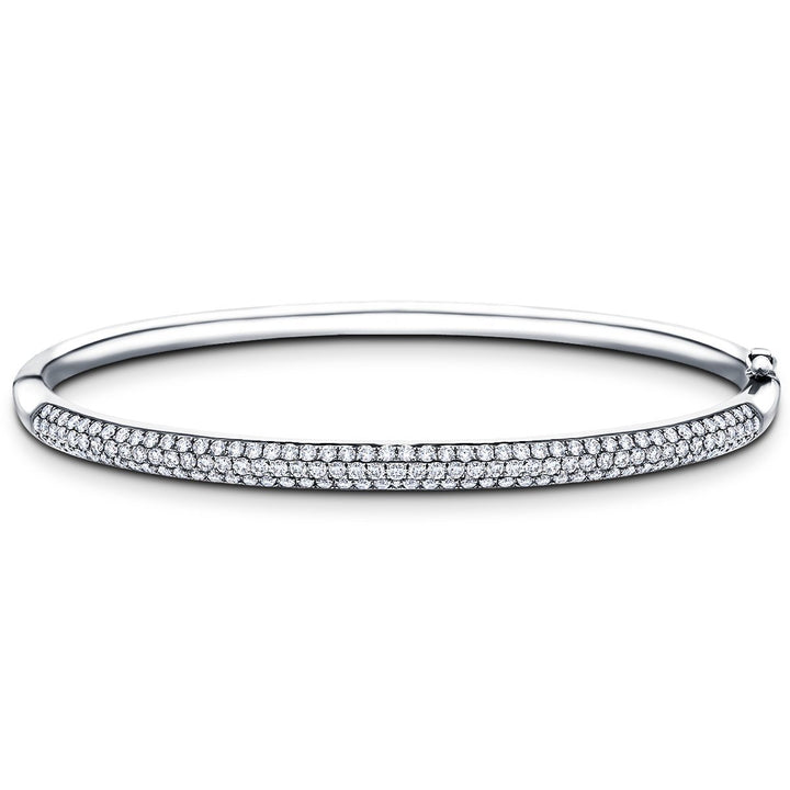 Brazalete con pavé de diamantes redondos de 6,00 ct G/SI Diamante en oro blanco de 18 k