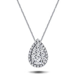 Pear Diamond Cluster Pendant Necklace 0.25ct G/SI in 18k White Gold - All Diamond