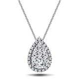 Pear Diamond Cluster Pendant Necklace 0.50ct G/SI in 18k White Gold - All Diamond