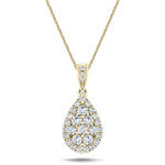 Pear Diamond Cluster Pendant Necklace 0.60ct G/SI in 18k Yellow Gold - All Diamond