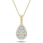 Pear Diamond Cluster Pendant Necklace 0.60ct G/SI in 18k Yellow Gold - All Diamond