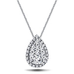 Pear Diamond Cluster Pendant Necklace 0.80ct G/SI in 18k White Gold - All Diamond