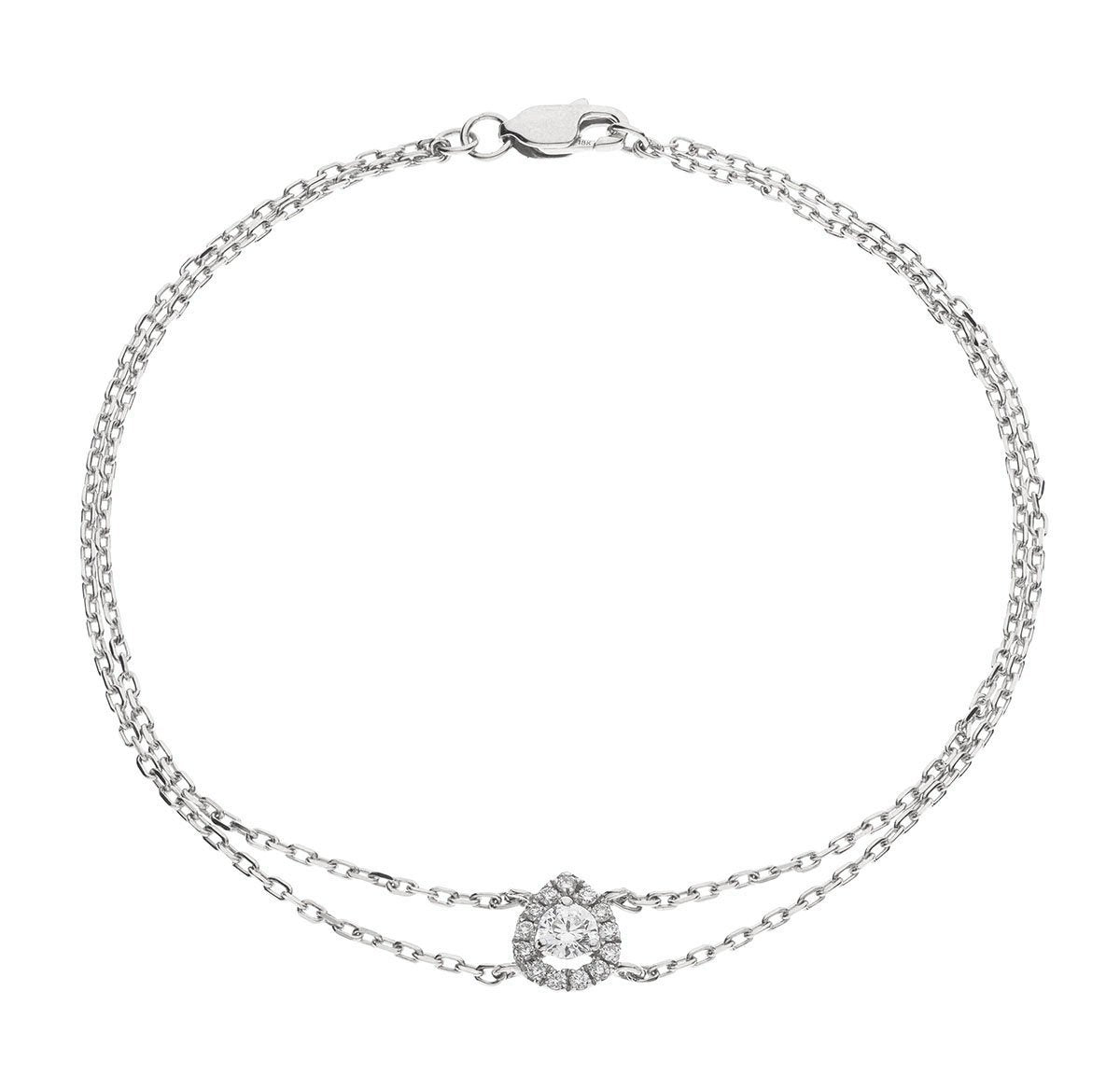 Pear Halo Diamond Bracelet 0.50ct G-SI Quality in 18k White Gold - All Diamond