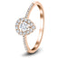 Anillo de compromiso de diamantes con halo de pera y piedra lateral, 0,35 ct, G/SI, oro rosa de 18 k
