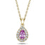 Pear Pink Sapphire & Diamond Pendant Necklace 0.75ct 18k Yellow Gold - All Diamond