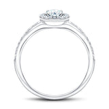 Platinum Halo Engagement Ring with Side Stones 0.90ct in G/SI Quality - All Diamond