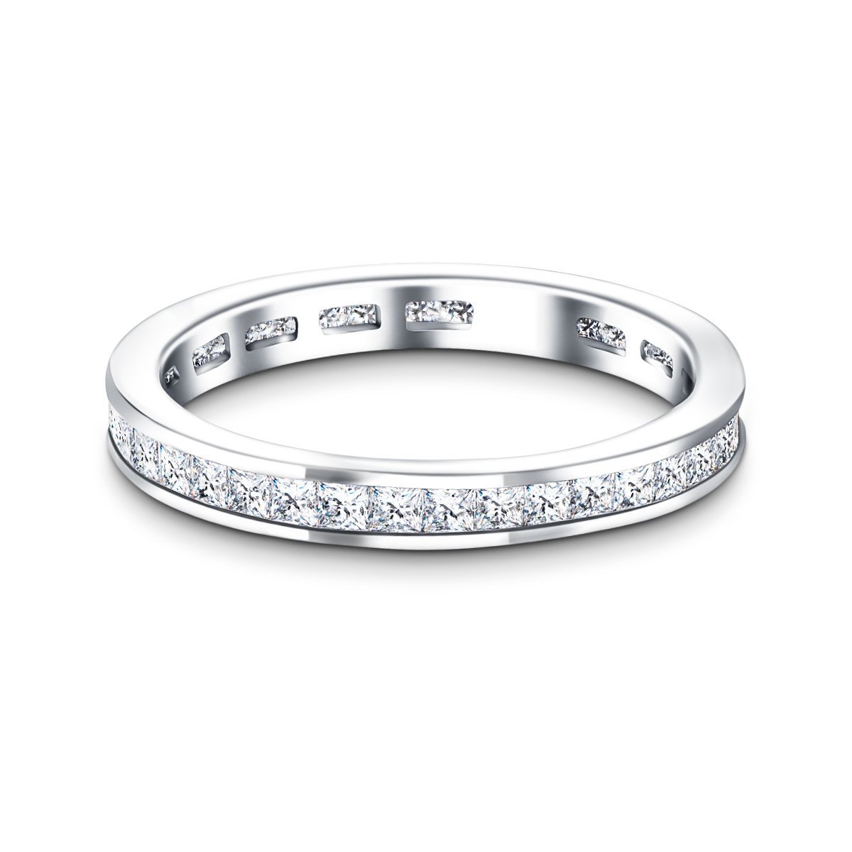 Princess Channel Diamond Full Eternity Ring 1.00ct 18k White Gold - All Diamond