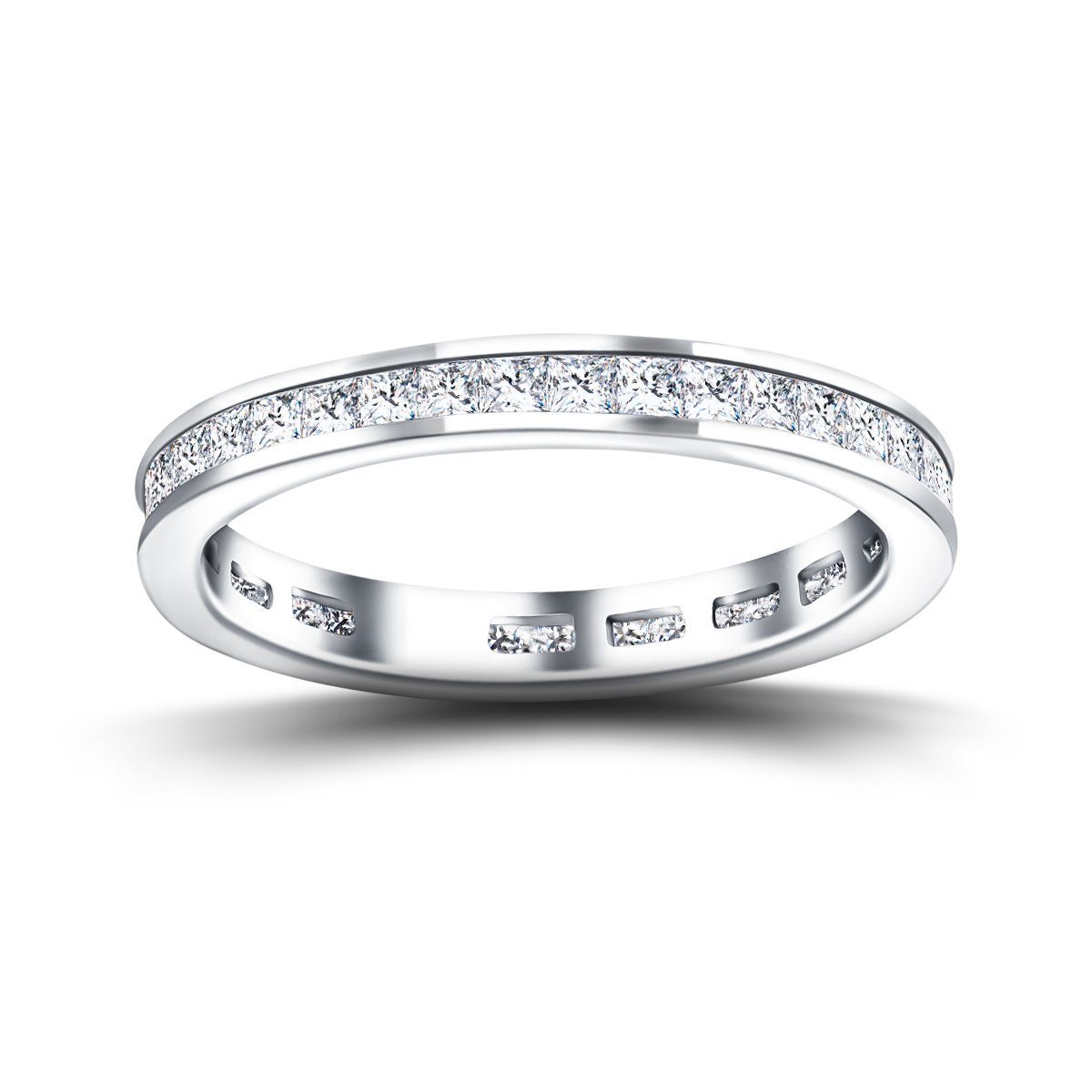 Princess Channel Diamond Full Eternity Ring 1.00ct 18k White Gold - All Diamond