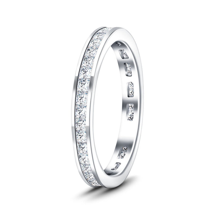 Anillo de eternidad completa con diamantes de Princess Channel, oro blanco de 18 quilates de 1,00 quilates
