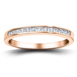 Princess Diamond Half Eternity Ring 0.25ct G/SI 18k Rose Gold 2.5mm - All Diamond