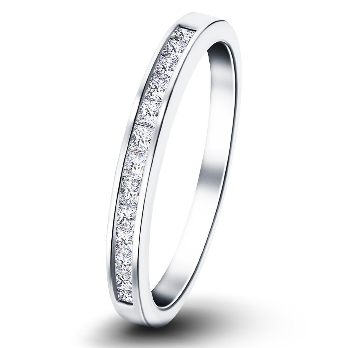 Princess Diamond Half Eternity Ring 0.25ct G/SI 18k White Gold 2.5mm - All Diamond