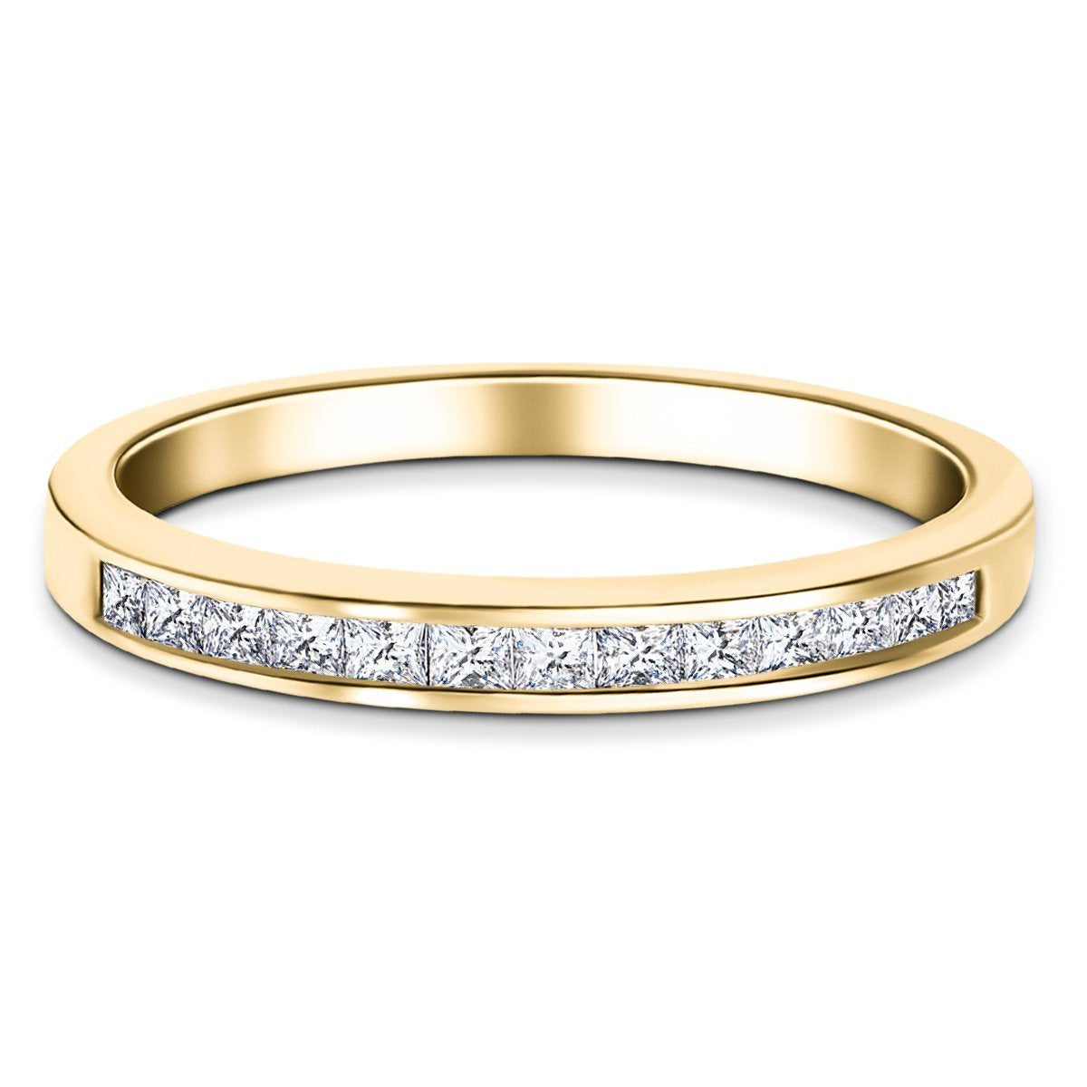 Princess Diamond Half Eternity Ring 0.25ct G/SI 18k Yellow Gold 2.5mm - All Diamond