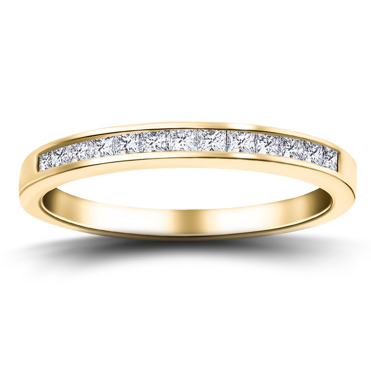 Princess Diamond Half Eternity Ring 0.25ct G/SI 18k Yellow Gold 2.5mm - All Diamond
